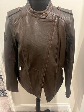 Women’s Brown Leather Harley Davidson Zip Jacket